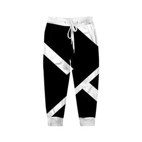Детские брюки 3D с принтом Black and White в Белгороде, 100% полиэстер | манжеты по низу, эластичный пояс регулируется шнурком, по бокам два кармана без застежек, внутренняя часть кармана из мелкой сетки | белый | геометрия | полосы | черный