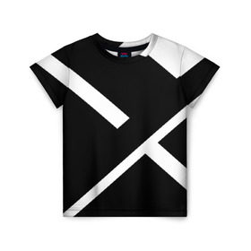 Детская футболка 3D с принтом Black and White в Белгороде, 100% гипоаллергенный полиэфир | прямой крой, круглый вырез горловины, длина до линии бедер, чуть спущенное плечо, ткань немного тянется | белый | геометрия | полосы | черный