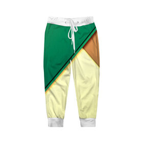 Детские брюки 3D с принтом Material color в Белгороде, 100% полиэстер | манжеты по низу, эластичный пояс регулируется шнурком, по бокам два кармана без застежек, внутренняя часть кармана из мелкой сетки | желтый | зеленый | полосы