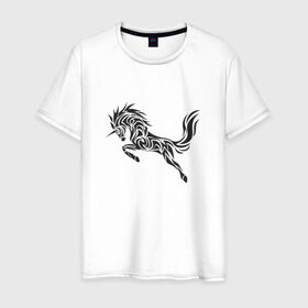 Мужская футболка хлопок с принтом Black unicorn в Белгороде, 100% хлопок | прямой крой, круглый вырез горловины, длина до линии бедер, слегка спущенное плечо. | 