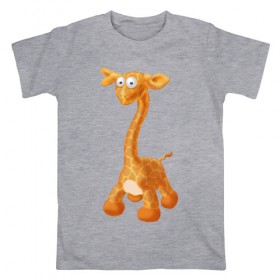 Мужская футболка хлопок с принтом Луша жираф в Белгороде, 100% хлопок | прямой крой, круглый вырез горловины, длина до линии бедер, слегка спущенное плечо. | арт | животные | жираф | игрушки