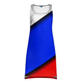 Платье-майка 3D с принтом Российский флаг в Белгороде, 100% полиэстер | полуприлегающий силуэт, широкие бретели, круглый вырез горловины, удлиненный подол сзади. | косой | наклонный | триколор