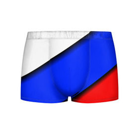 Мужские трусы 3D с принтом Российский флаг в Белгороде, 50% хлопок, 50% полиэстер | классическая посадка, на поясе мягкая тканевая резинка | косой | наклонный | триколор