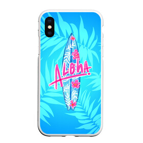 Чехол для iPhone XS Max матовый с принтом Aloha в Белгороде, Силикон | Область печати: задняя сторона чехла, без боковых панелей | Тематика изображения на принте: sea | гавайи | жара | калифорния | лето | любовь | море | океан | отдых | пальмы | пляж | серфинг | солнце