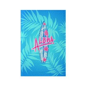 Обложка для паспорта матовая кожа с принтом Aloha в Белгороде, натуральная матовая кожа | размер 19,3 х 13,7 см; прозрачные пластиковые крепления | sea | гавайи | жара | калифорния | лето | любовь | море | океан | отдых | пальмы | пляж | серфинг | солнце