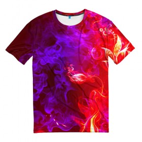 Мужская футболка 3D с принтом Огненная стихия в Белгороде, 100% полиэфир | прямой крой, круглый вырез горловины, длина до линии бедер | Тематика изображения на принте: дым | пламя | цветок | яркий