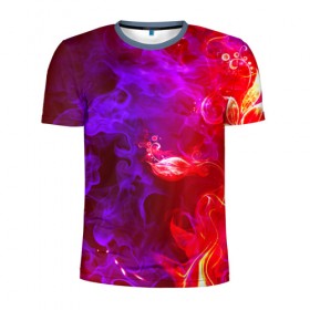Мужская футболка 3D спортивная с принтом Огненная стихия в Белгороде, 100% полиэстер с улучшенными характеристиками | приталенный силуэт, круглая горловина, широкие плечи, сужается к линии бедра | дым | пламя | цветок | яркий