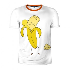Мужская футболка 3D спортивная с принтом Банан в Белгороде, 100% полиэстер с улучшенными характеристиками | приталенный силуэт, круглая горловина, широкие плечи, сужается к линии бедра | грустный | фрукты