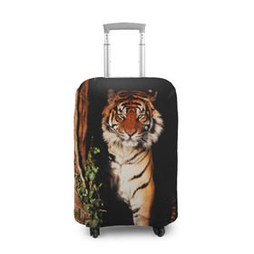 Чехол для чемодана 3D с принтом Тигр в Белгороде, 86% полиэфир, 14% спандекс | двустороннее нанесение принта, прорези для ручек и колес | дикая кошка | лес | природа | тигр | хищник