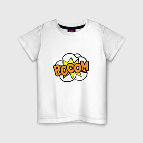 Детская футболка хлопок с принтом Бум! в Белгороде, 100% хлопок | круглый вырез горловины, полуприлегающий силуэт, длина до линии бедер | 3d | клевый принт | комикс | комиксы