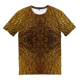 Мужская футболка 3D с принтом Gold Texture в Белгороде, 100% полиэфир | прямой крой, круглый вырез горловины, длина до линии бедер | 