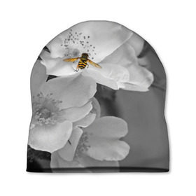 Шапка 3D с принтом Пчела на цветах в Белгороде, 100% полиэстер | универсальный размер, печать по всей поверхности изделия | лепестки | цветы