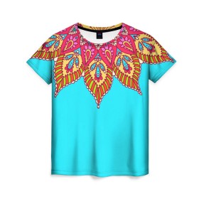 Женская футболка 3D с принтом Этно в Белгороде, 100% полиэфир ( синтетическое хлопкоподобное полотно) | прямой крой, круглый вырез горловины, длина до линии бедер | tribal | абстракция | геометрия | лето | узоры | этника | этно