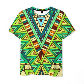Мужская футболка 3D с принтом Этно в Белгороде, 100% полиэфир | прямой крой, круглый вырез горловины, длина до линии бедер | tribal | абстракция | геометрия | лето | узоры | этника | этно