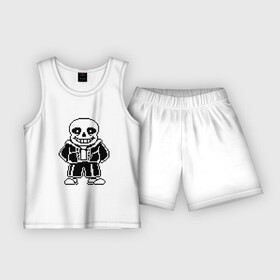 Детская пижама с шортами хлопок с принтом Sans Undertale в Белгороде,  |  | black white | good jokes | sans | undertale