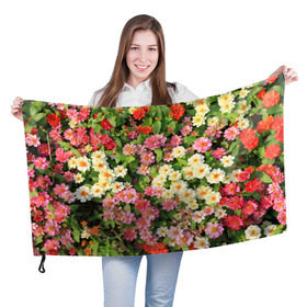 Флаг 3D с принтом Весеннее настроение в Белгороде, 100% полиэстер | плотность ткани — 95 г/м2, размер — 67 х 109 см. Принт наносится с одной стороны | аромат | букет | вазон | великолепие | краски | красота | куст | луг | полевые цветы | полянка | природа | растения | розы | ромашки | тюльпаны | украшение | фауна | цветник | цветок | цветочек | цветы