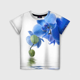 Детская футболка 3D с принтом Веточка орхидеи в Белгороде, 100% гипоаллергенный полиэфир | прямой крой, круглый вырез горловины, длина до линии бедер, чуть спущенное плечо, ткань немного тянется | Тематика изображения на принте: ветка | красота | нежность | орхидея | природа | растение | фауна | цветок | цветы