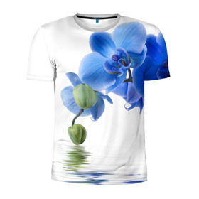 Мужская футболка 3D спортивная с принтом Веточка орхидеи в Белгороде, 100% полиэстер с улучшенными характеристиками | приталенный силуэт, круглая горловина, широкие плечи, сужается к линии бедра | ветка | красота | нежность | орхидея | природа | растение | фауна | цветок | цветы