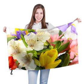 Флаг 3D с принтом Красивый букет в Белгороде, 100% полиэстер | плотность ткани — 95 г/м2, размер — 67 х 109 см. Принт наносится с одной стороны | аромат | астры | букет | вазон | великолепие | гвоздики | гиацинт | гортензия | калла | краски | красота | куст | лилия | орхидея | пион | подсолнух | полевые цветы | природа | растения | розы | ромашки