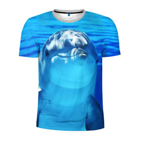 Мужская футболка 3D спортивная с принтом Дельфин в Белгороде, 100% полиэстер с улучшенными характеристиками | приталенный силуэт, круглая горловина, широкие плечи, сужается к линии бедра | вода | дельфин | море | отдых | отпуск | подводный мир | туризм