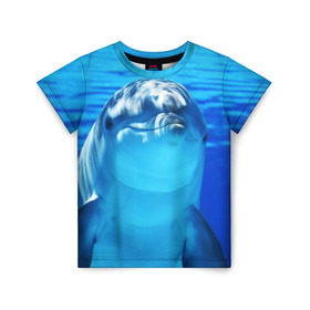 Детская футболка 3D с принтом Дельфин в Белгороде, 100% гипоаллергенный полиэфир | прямой крой, круглый вырез горловины, длина до линии бедер, чуть спущенное плечо, ткань немного тянется | вода | дельфин | море | отдых | отпуск | подводный мир | туризм