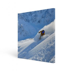 Холст квадратный с принтом Спуск в Белгороде, 100% ПВХ |  | гора | зима | лыжник | снег | спорт | спуск