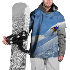 Накидка на куртку 3D с принтом Спуск в Белгороде, 100% полиэстер |  | гора | зима | лыжник | снег | спорт | спуск