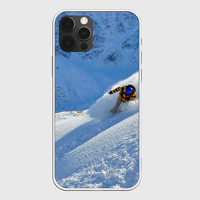 Чехол для iPhone 12 Pro с принтом Спуск в Белгороде, силикон | область печати: задняя сторона чехла, без боковых панелей | гора | зима | лыжник | снег | спорт | спуск