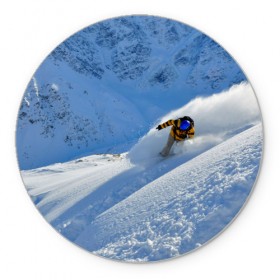 Коврик круглый с принтом Спуск в Белгороде, резина и полиэстер | круглая форма, изображение наносится на всю лицевую часть | гора | зима | лыжник | снег | спорт | спуск
