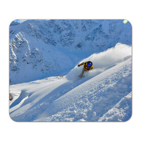 Коврик для мышки прямоугольный с принтом Спуск в Белгороде, натуральный каучук | размер 230 х 185 мм; запечатка лицевой стороны | гора | зима | лыжник | снег | спорт | спуск