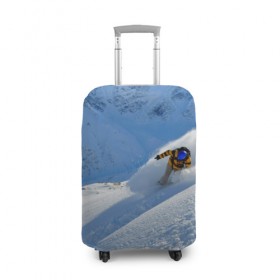 Чехол для чемодана 3D с принтом Спуск в Белгороде, 86% полиэфир, 14% спандекс | двустороннее нанесение принта, прорези для ручек и колес | гора | зима | лыжник | снег | спорт | спуск