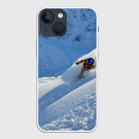Чехол для iPhone 13 mini с принтом Спуск в Белгороде,  |  | гора | зима | лыжник | снег | спорт | спуск
