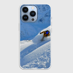 Чехол для iPhone 13 Pro с принтом Спуск в Белгороде,  |  | Тематика изображения на принте: гора | зима | лыжник | снег | спорт | спуск