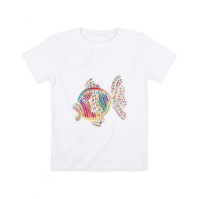 Детская футболка хлопок с принтом Разноцветная рыбка в Белгороде, 100% хлопок | круглый вырез горловины, полуприлегающий силуэт, длина до линии бедер | 
