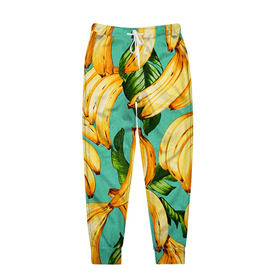 Мужские брюки 3D с принтом Банан в Белгороде, 100% полиэстер | манжеты по низу, эластичный пояс регулируется шнурком, по бокам два кармана без застежек, внутренняя часть кармана из мелкой сетки | banana | банан | бананы | паттерн