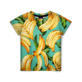 Детская футболка 3D с принтом Банан в Белгороде, 100% гипоаллергенный полиэфир | прямой крой, круглый вырез горловины, длина до линии бедер, чуть спущенное плечо, ткань немного тянется | banana | банан | бананы | паттерн