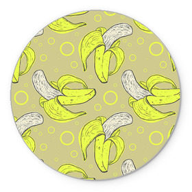 Коврик круглый с принтом Банан 8 в Белгороде, резина и полиэстер | круглая форма, изображение наносится на всю лицевую часть | banana | банан | бананы | паттерн