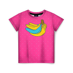 Детская футболка 3D с принтом Банан 2 в Белгороде, 100% гипоаллергенный полиэфир | прямой крой, круглый вырез горловины, длина до линии бедер, чуть спущенное плечо, ткань немного тянется | Тематика изображения на принте: banana | fashion | банан | бананы | мода
