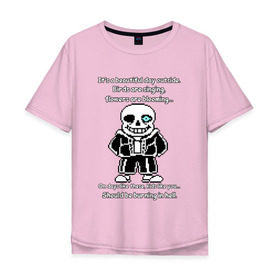 Мужская футболка хлопок Oversize с принтом Sans Battle в Белгороде, 100% хлопок | свободный крой, круглый ворот, “спинка” длиннее передней части | gaster blaster | genocide | sans | sans battle | undertale | гастер бластер | геноцид | санс