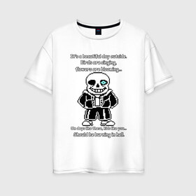 Женская футболка хлопок Oversize с принтом Sans Battle в Белгороде, 100% хлопок | свободный крой, круглый ворот, спущенный рукав, длина до линии бедер
 | gaster blaster | genocide | sans | sans battle | undertale | гастер бластер | геноцид | санс