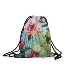 Рюкзак-мешок 3D с принтом Зелень в Белгороде, 100% полиэстер | плотность ткани — 200 г/м2, размер — 35 х 45 см; лямки — толстые шнурки, застежка на шнуровке, без карманов и подкладки | кактусы | лилия | тропики | цветы