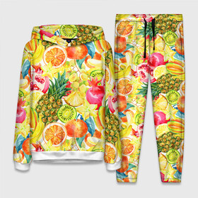 Женский костюм 3D (с толстовкой) с принтом Веселые фрукты 1 в Белгороде,  |  | апельсин | арбуз | банан | виноград | груша | киви | овощи | питание | ппп | правильное | тайланд | фрукт | яблоко