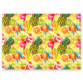 Поздравительная открытка с принтом Веселые фрукты 1 в Белгороде, 100% бумага | плотность бумаги 280 г/м2, матовая, на обратной стороне линовка и место для марки
 | апельсин | арбуз | банан | виноград | груша | киви | овощи | питание | ппп | правильное | тайланд | фрукт | яблоко