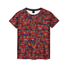 Женская футболка 3D с принтом Какодемоны (pixel-art) в Белгороде, 100% полиэфир ( синтетическое хлопкоподобное полотно) | прямой крой, круглый вырез горловины, длина до линии бедер | Тематика изображения на принте: doom | демон | дум