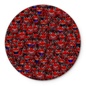 Коврик круглый с принтом Какодемоны (pixel-art) в Белгороде, резина и полиэстер | круглая форма, изображение наносится на всю лицевую часть | doom | демон | дум