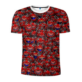 Мужская футболка 3D спортивная с принтом Какодемоны (pixel-art) в Белгороде, 100% полиэстер с улучшенными характеристиками | приталенный силуэт, круглая горловина, широкие плечи, сужается к линии бедра | Тематика изображения на принте: doom | демон | дум