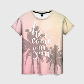 Женская футболка 3D с принтом HAWAII 7 в Белгороде, 100% полиэфир ( синтетическое хлопкоподобное полотно) | прямой крой, круглый вырез горловины, длина до линии бедер | hawaii | гаваи | лето | океан | отдых | пальмы | пляж | серф