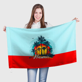 Флаг 3D с принтом HAWAII 6 в Белгороде, 100% полиэстер | плотность ткани — 95 г/м2, размер — 67 х 109 см. Принт наносится с одной стороны | hawaii | гаваи | лето | океан | отдых | пальмы | пляж | серф