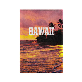 Обложка для паспорта матовая кожа с принтом HAWAII 2 в Белгороде, натуральная матовая кожа | размер 19,3 х 13,7 см; прозрачные пластиковые крепления | hawaii | гаваи | лето | океан | отдых | пальмы | пляж | серф