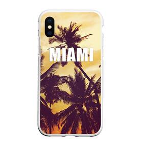 Чехол для iPhone XS Max матовый с принтом MIAMI в Белгороде, Силикон | Область печати: задняя сторона чехла, без боковых панелей | miami | лето | майами | маями | океан | отдых | пальмы | пляж | серф